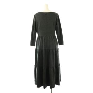 René ウールティアード長袖ワンピース ロング 36 ダークグレー /DO OS