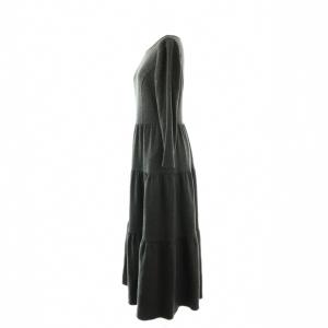 René ウールティアード長袖ワンピース ロング 36 ダークグレー /DO OS