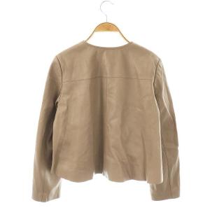 CELFORD Aライン フェイクレザー ブルゾン ジャケット ジップアップ ノーカラー 38 ベージュ /NR OS