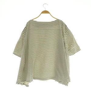 JOURNAL STANDARD LUXE 24SS バフボーダーフレアープルオーバー ブラウス 七分袖 オーバーサイズ ボートネック ブラック ベージュ