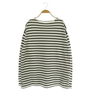 24AW ラッセルボーダー ボートネックプルオーバー カットソー 長袖 ワイド ブラック /MY OS