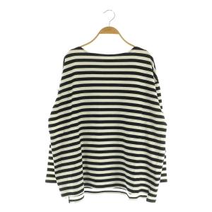24SS ボーダー ボートネックプルオーバー カットソー 長袖 オーバーサイズ ブラック /MY OS