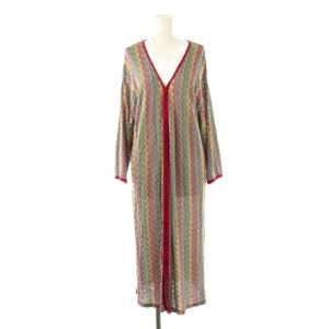 ジップアップ ロングカーディガン 総柄  マルチカラー レインボー 赤 レッド /SS OS