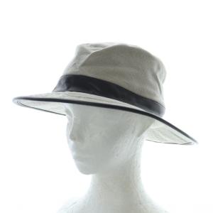 モッチプール ハット 帽子 麻 リネン レザー 58 グレー ベージュ ブラウン /RI OS