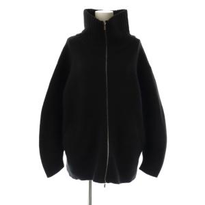 24AW Wフェイスリブカラーハーフコート ニット 36 ブラック /DF OS