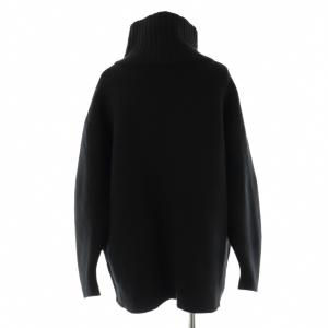 CAPRICIEUX LE'MAGE 24AW Wフェイスリブカラーハーフコート ニット 36 ブラック /DF OS