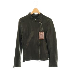 レザー シングル ライダースジャケット ジップアップ 36 ブラック /HK OS
