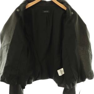 BARNEYS NEW YORK レザー シングル ライダースジャケット ジップアップ 36 ブラック /HK OS
