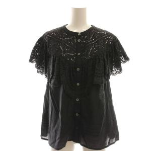 カットワークフリルレースブラウス S ブラック /ES OS SH