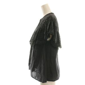 sea NEW YORK カットワークフリルレースブラウス S ブラック /ES OS SH