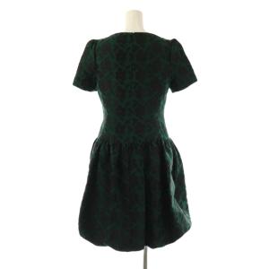 M'S GRACY 花柄半袖ワンピース 36 グリーン ブラック /DO OS