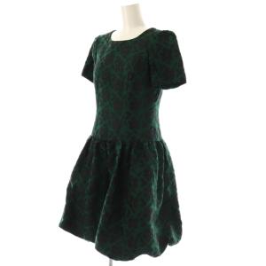 M'S GRACY 花柄半袖ワンピース 36 グリーン ブラック /DO OS