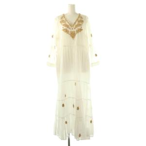 Cotton Chikan Embroidery V-Neck Dress ワンピース ロング ティアード