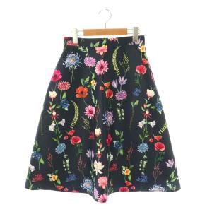 花柄フレアスカート 38 ネイビー マルチカラー /DO OS
