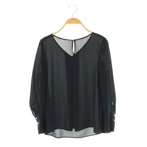 ゴールドカフス付きジョーゼットブラウス 36 ネイビー /DO OS