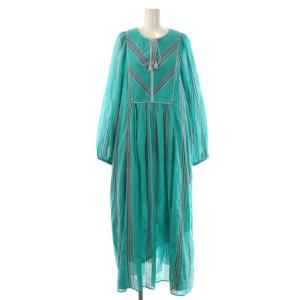 COTTON VOILE STRIPE DRESS ワンピース M 緑 グリーン マルチカラー /AQ
