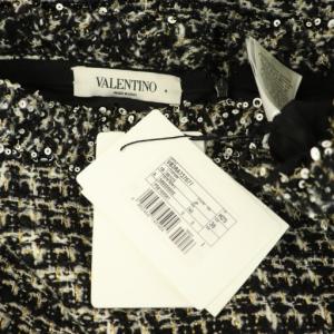 VALENTINO ツイードタイトロングスカート ラメ スパンコール 36 ブラック /MY OS
