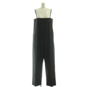 25SS リネン混オールインワン サロペット ワイドパンツ 38 ブラック /DF OS