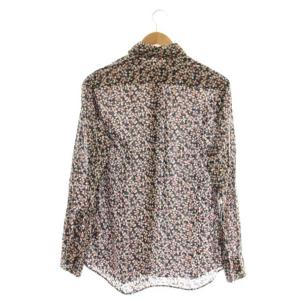 Agnes b. homme コットン フラワー柄シャツ 長袖 スタンドカラー 38 紺 ネイビー /AT OS SH