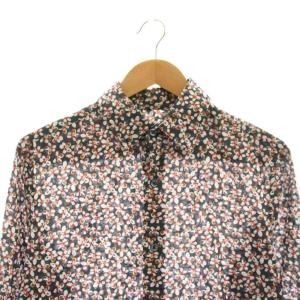 Agnes b. homme コットン フラワー柄シャツ 長袖 スタンドカラー 38 紺 ネイビー /AT OS SH