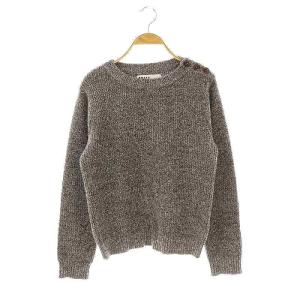 ショルダーボタンウールコットンミックスニット セーター 2 ダークブラウン /DF OS