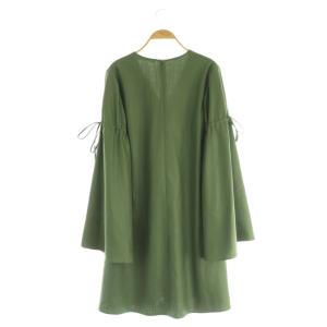 ADEAM FLARED SLEEVE DRESS ワンピース フレアスリーブ 長袖 膝丈 Vネック 2 カーキ 40482