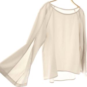 GRACE CONTINENTAL 25SS スリットスリーブトップ ブラウス 36 ライトグレー /DF OS