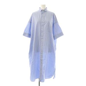 スクエアビッグ半袖ワンピース ロング F ライトブルー /DF OS