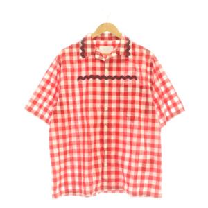 23SS ギンガムチェックシャツ L レッド UCS434