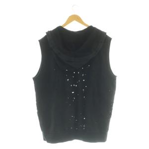 GIVENCHY デストロイ加工 ノースリーブ フーディー ベスト XS ブラック /HK OS SH