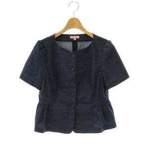 25SS NIGHT OCEAN ブラウス 半袖 0 紺 ネイビー /AT OS