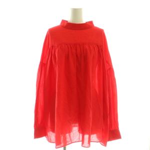 バンドカラープルオーバーブラウス 長袖 F 赤 レッド /AT OS