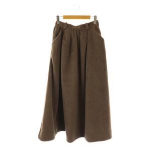 ウールタックフレアスカート マキシ ロング F 茶 ブラウン /AT OS