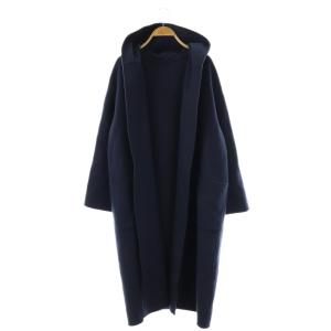 ウールダブルフェイス フーデッドコート アウター 36 紺 /CX OS