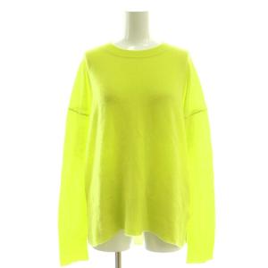 カシミヤクルーネックニット セーター 長袖 S 黄 イエロー /AT OS