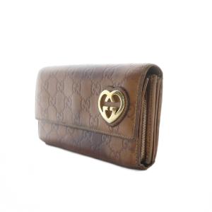 GUCCI 長財布 二つ折り 小銭入れ ウォレット グッチシマ ラブリーハート レザー 245728 茶色 ブラウン