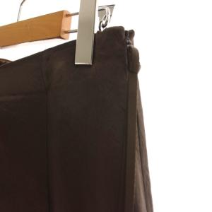 Adam et Rope' 25SS サステナブル Naiaサテンアシンメトリースカート フレア マキシ ロング 36 茶 ブラウン