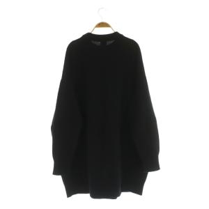 Spick&Span 24AW クルーネック ワイドチュニック プルオーバー ニット セーター 長袖 ウール ブラック /MY