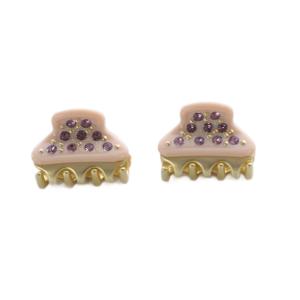 Alexandre De Paris ラインストーン ミニ ヘアクリップ セット ピンク ゴールド色 /SR3