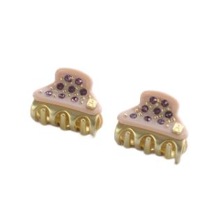 Alexandre De Paris ラインストーン ミニ ヘアクリップ セット ピンク ゴールド色 /SR3