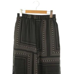 AP STUDIO アパルトモン 25SS スカーフプリントパンツ ワイドパンツ 36 ブラック /DF OS