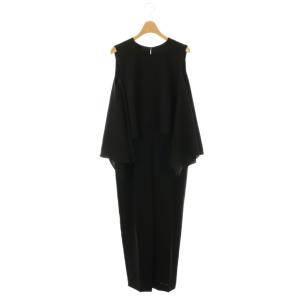 24AW フレアノースリーブオールインワン サロペット 36 黒 ブラック /AT OS
