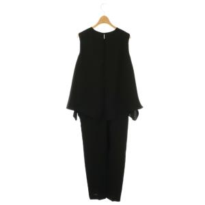 IENA 24AW フレアノースリーブオールインワン サロペット 36 黒 ブラック /AT OS