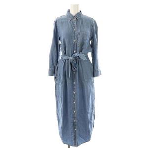 デニムシャツワンピース 前開き 0 ブルー /CX OS