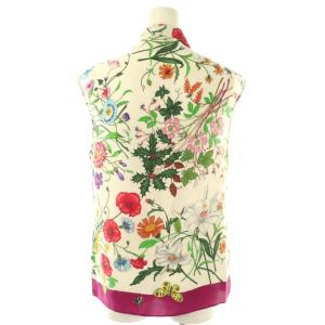 GUCCI シルク ボタニカル柄 ボウタイ ブラウス ノースリーブ 38 マルチカラー /HK OS