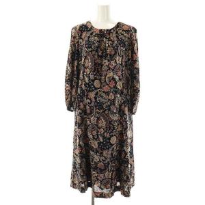 BINDA ボタニカルプリントワンピース 総柄 9 黒 マルチカラー /CX OS
