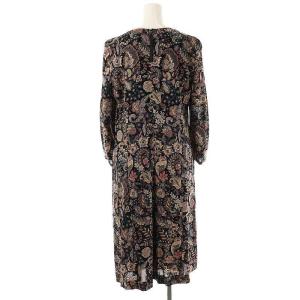 Leilian BINDA ボタニカルプリントワンピース 総柄 9 黒 マルチカラー /CX OS