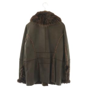 Leilian フォックスファー付きムートンジャケット 9 ブラウン /DO OS