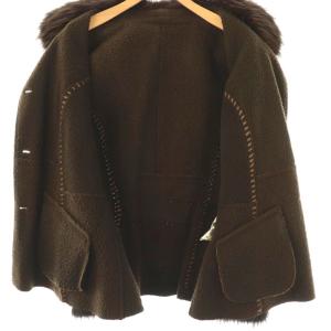 Leilian フォックスファー付きムートンジャケット 9 ブラウン /DO OS