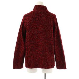 Leilian カシミヤ ドライバーズニット セーター ジップアップ ハイネック 9 赤 黒 /CX OS